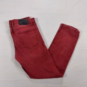 Rude Slim Fit Stretch Denim Jeans 34x31 Burgundy Red Emo Punk Rock Goth Pants